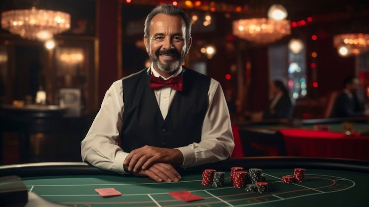 Tampilan meja dealer langsung blackjack di kuku toto dengan video HD dan antarmuka taruhan interaktif